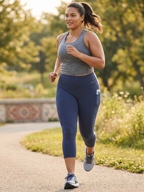 Athleta Blue Capri High Rise Stash Pocket Workout‎ Leggings - Women's Size XL